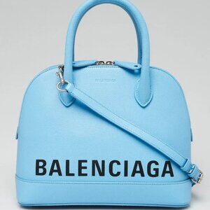 Balenciaga Light Blue Pebbled Leather Small Ville Satchel Bag